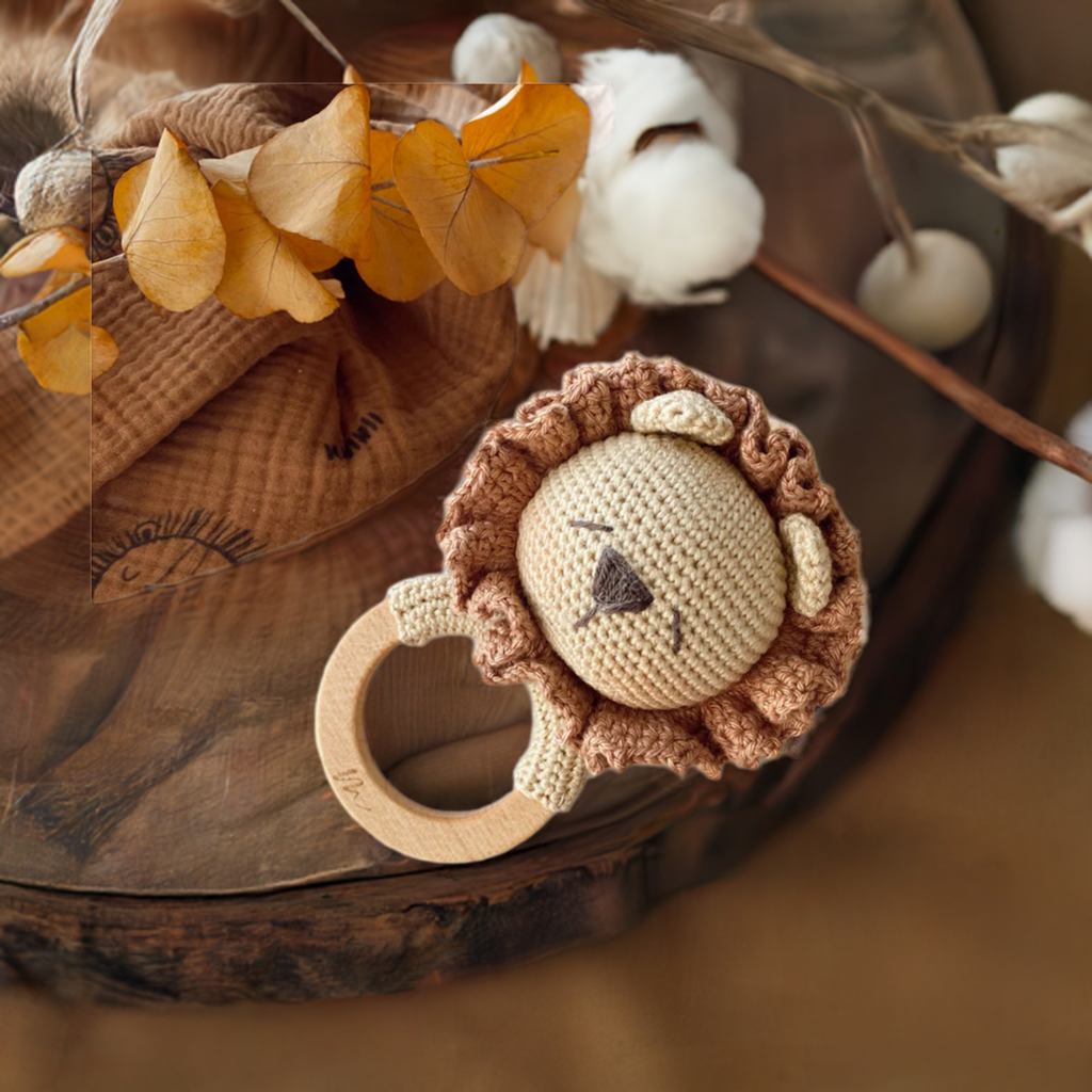 Crochet Lion Rattle - Light Brown