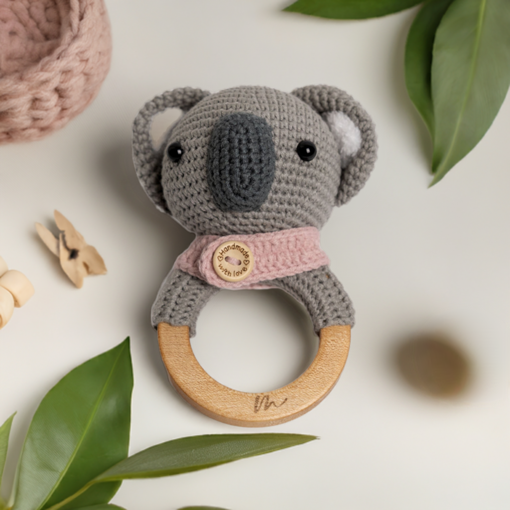 Crochet Koala Rattle - Pink